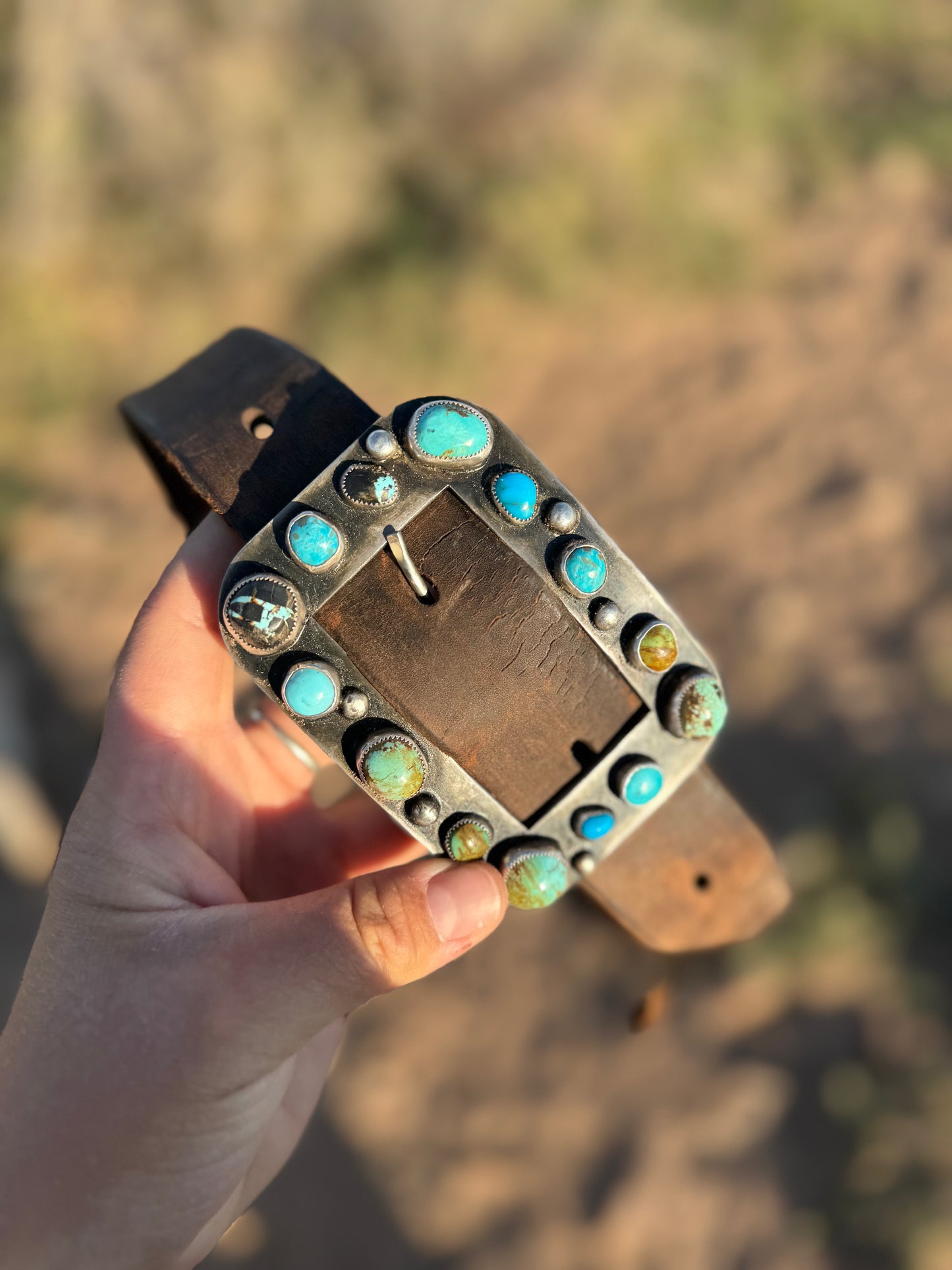 + 14 Stone Buckle + Old Latigo Belt +