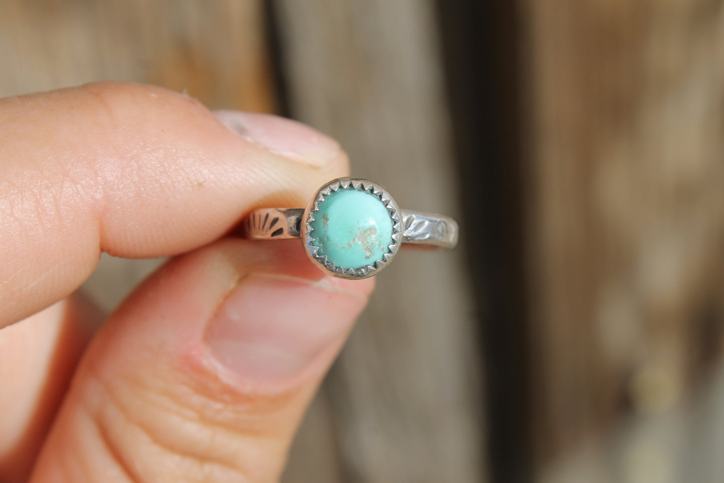 Turquoise - Stamped Band Ring