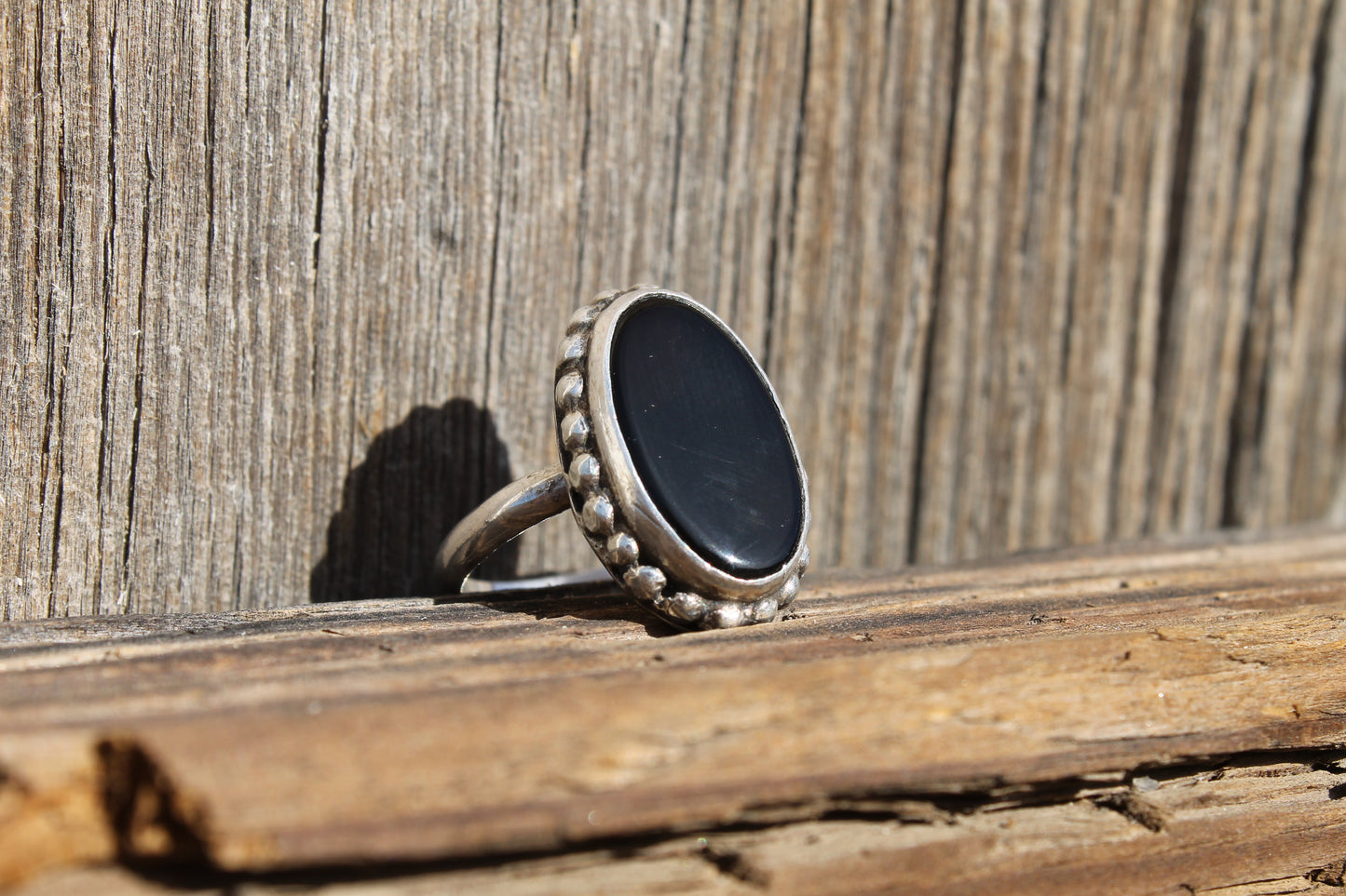 Black Onyx Beaded Ring