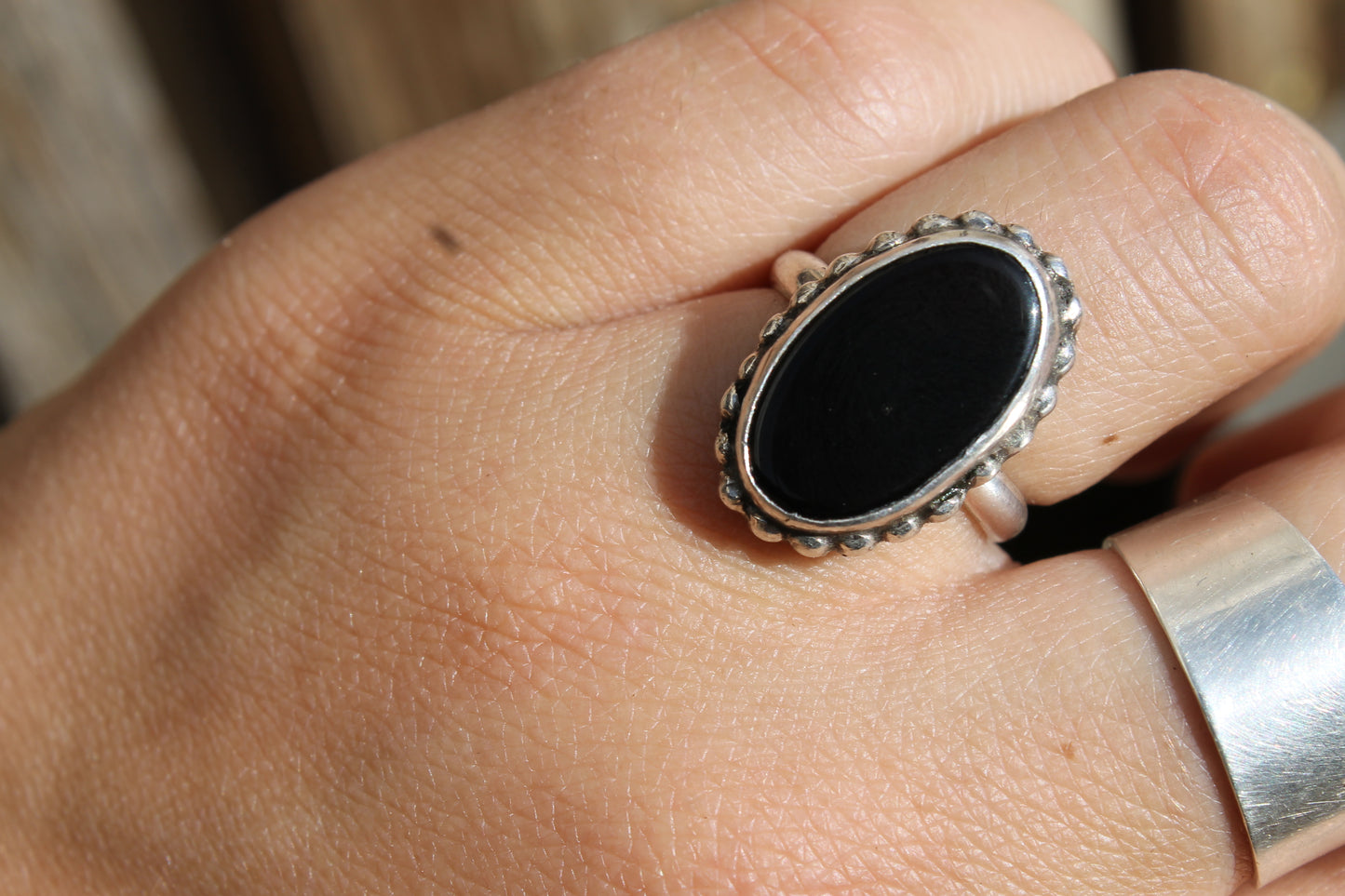 Black Onyx Beaded Ring