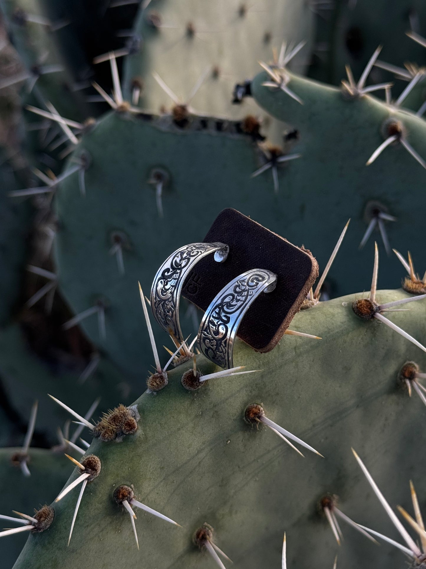 + Engraved Crecsent Hoops +