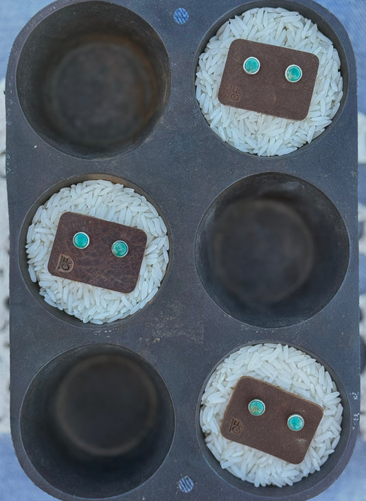 Simple Turquoise Studs - Green Plain