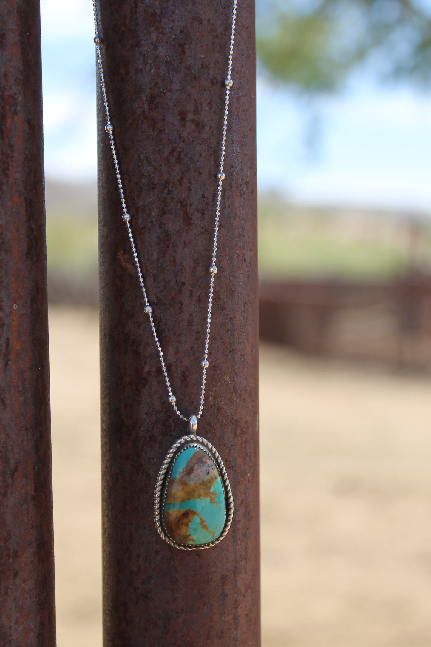 Turquoise Pendent on Sterling Chain