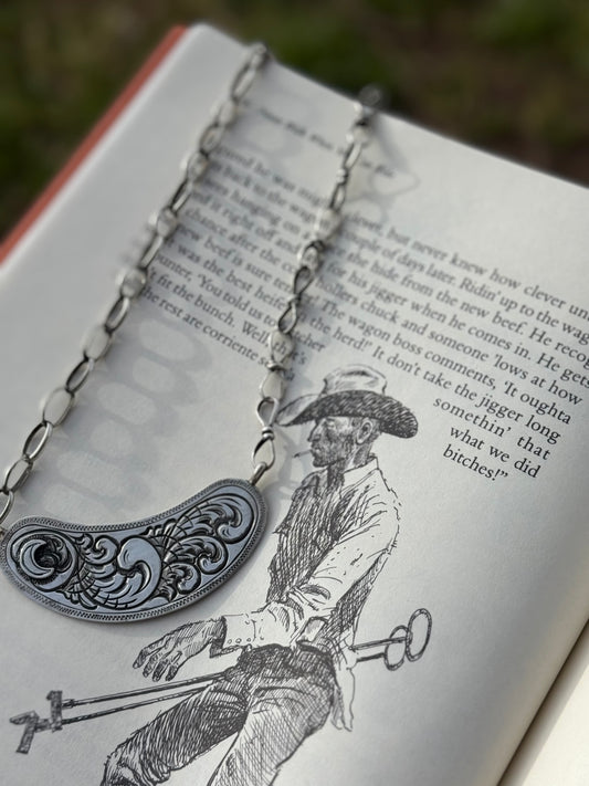 Engraved Crescent Necklace