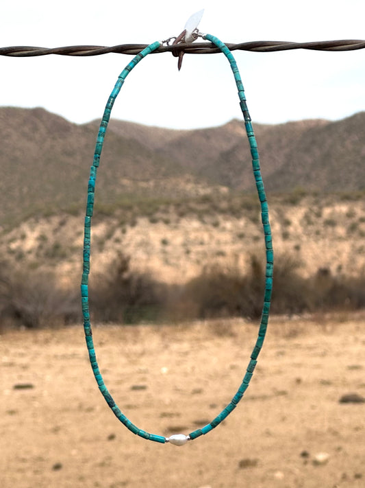 Turquoise Heishi & Pearl